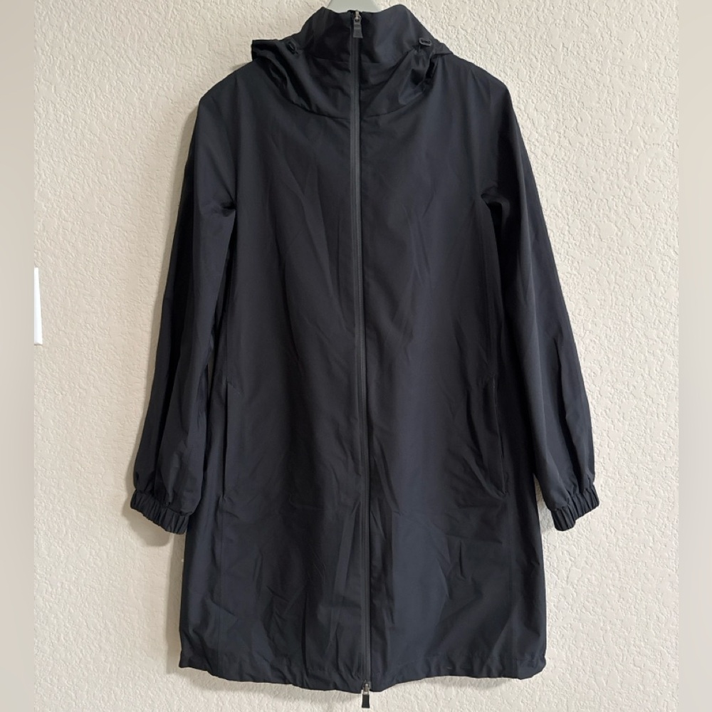 Herno Black Gore-Tex Long Anorak Coat w/ Hoodie Size IT 40
